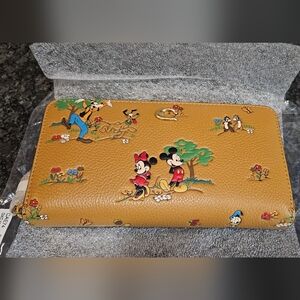 Coach x Disney Mickey & Friends Zip Wallet in Saddle
